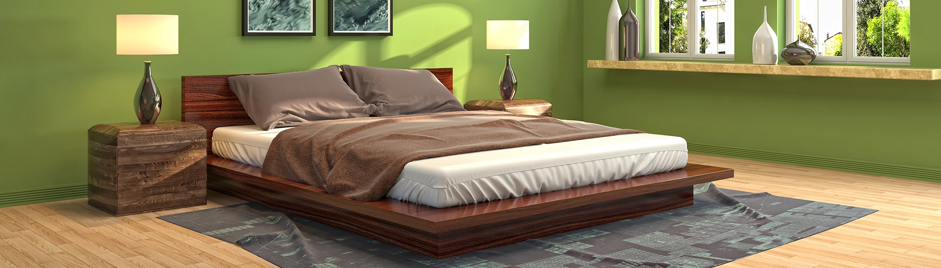 Modern Green Colour Combinations for Bedroom and Living Room